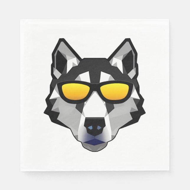 Servilleta De Papel Perro con gafas de sol - Husky siberiano (Anverso)