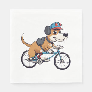 Servilleta De Papel perro conduciendo una bicicleta