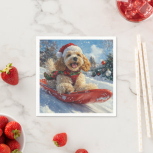 Servilleta De Papel Perro coquetero español con manchas y Navidades de