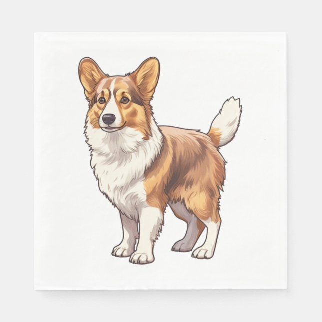 Servilleta De Papel Perro Cute Corgi (Anverso)