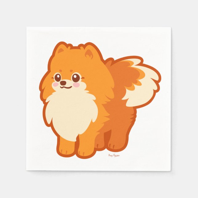 Servilleta De Papel Perro Cute Kawaii Pomeranian (Anverso)