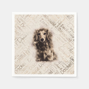 Servilleta De Papel Perro Dachshund de pelo largo
