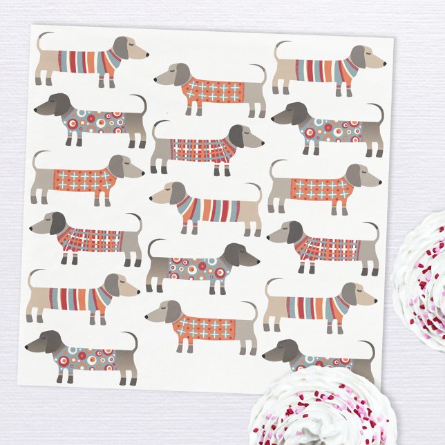 Servilleta De Papel Perro Dachshund Sausage (Fun Dachshund Wiener Sausage dog party paper napkins)