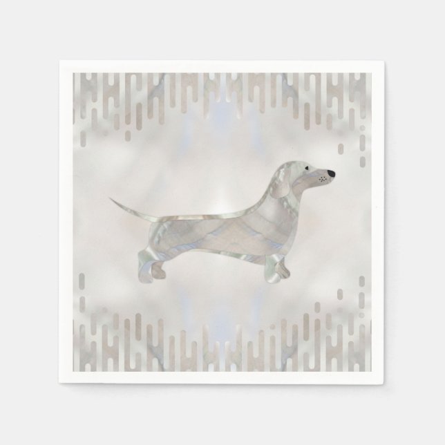 Servilleta De Papel Perro Dachshund - Silhouette de perlas Doxie (Anverso)