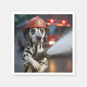 Servilleta De Papel Perro Dalmata Con una Manguera de Incendios