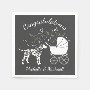 Servilleta De Papel Perro dalmatiano Baby Shower gris pimienta