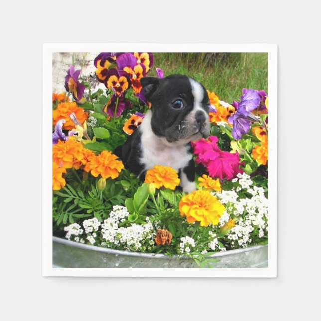 Servilleta De Papel Perro de Boston Terrier (Anverso)