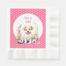 Servilleta De Papel Perro de cachorro en Baby Shower, Chica de flores,
