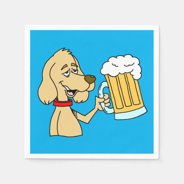 Servilleta De Papel Perro de caricatura con Fiesta de cerveza (Anverso)