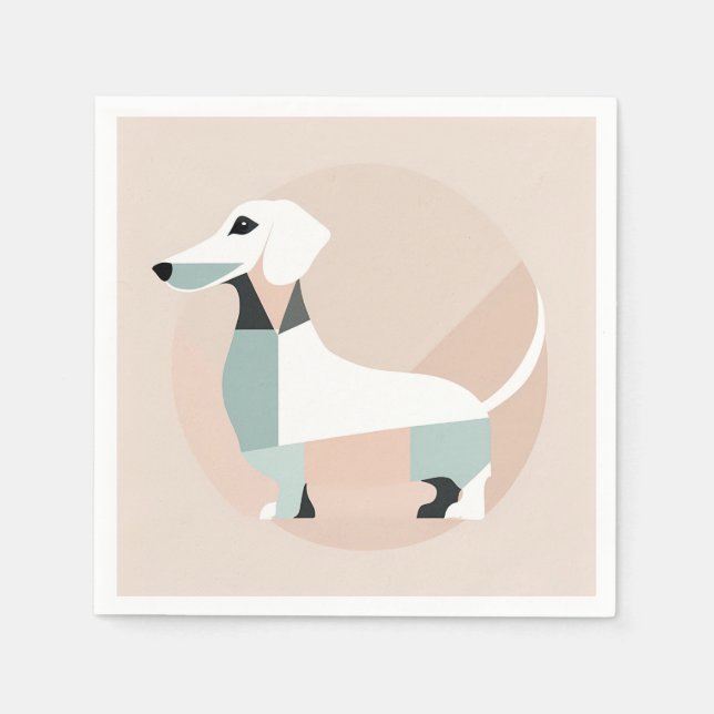 Servilleta De Papel Perro de Dachshund parado en círculo (Anverso)