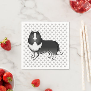 Servilleta De Papel Perro de dibujos animados Bi-Black Shetland Sheepd