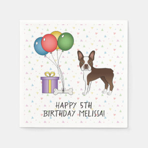 Servilleta De Papel Perro de dibujos animados Boston Terrier de chocol
