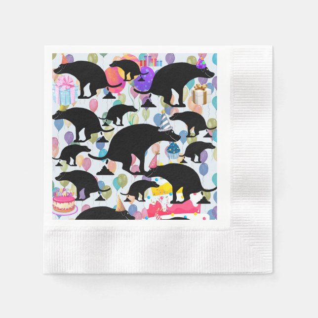 Servilleta De Papel Perro de fiesta de cumpleaños (Anverso)