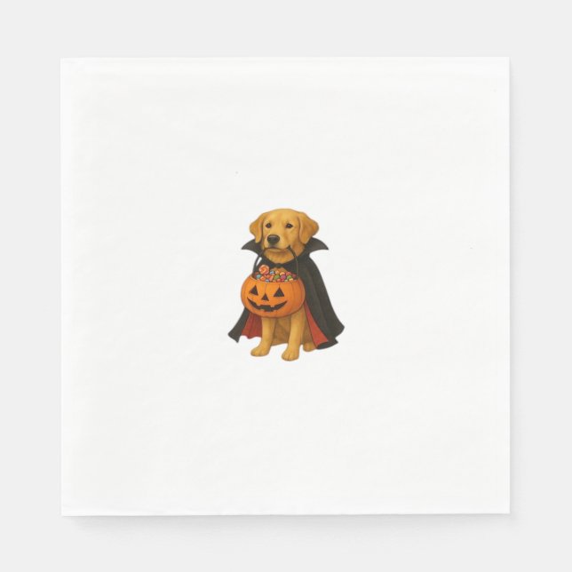 Servilleta De Papel Perro de Halloween con calabaza (Anverso)