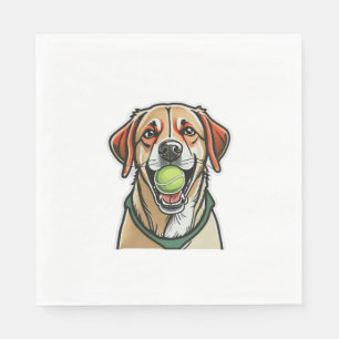 Servilleta De Papel Perro de Labrador mordiendo pelota de tenis en su