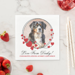 Servilleta De Papel Perro de montaña bernés Marco de corazón rojo con 