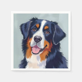 Servilleta De Papel Perro de montaña bernés | Pintura en acuarela