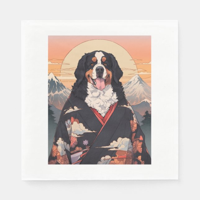 Servilleta De Papel Perro de montaña de Berna Monte Fuji (Anverso)