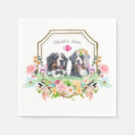 Servilleta De Papel Perro de montaña de Bernese | Boda Escudo floral d