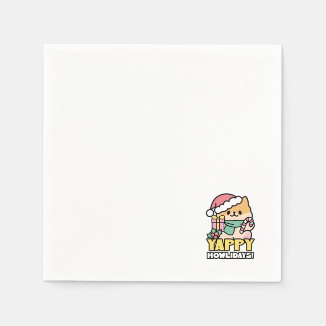 Servilleta De Papel Perro de Navidades Cuadros - Yappy Howlidays (Anverso)