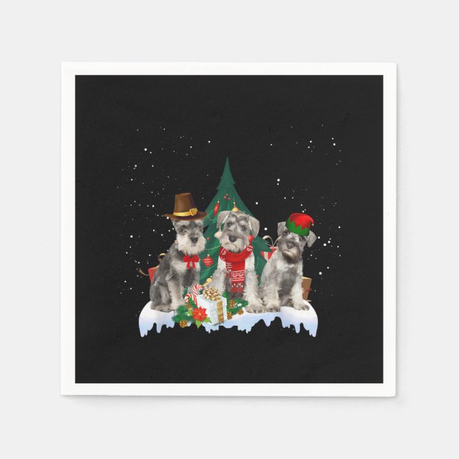 Servilleta De Papel Perro de Navidades Schnauzer en miniatura (Anverso)