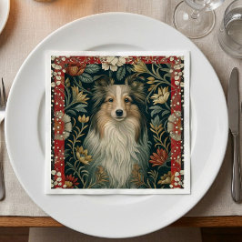 Servilleta De Papel Perro de pastor de Shetland Sheltie Cottagecore Vi