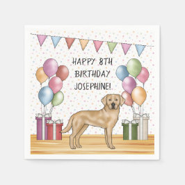 Servilleta De Papel Perro de raza Labrador Retriever amarillo Cumpleañ