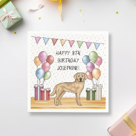 Servilleta De Papel Perro de raza Labrador Retriever amarillo Cumpleañ