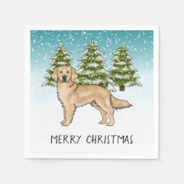 Servilleta De Papel Perro de raza Retriever Dorado Amarillo Navidad de