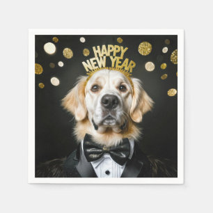 Servilleta De Papel Perro de raza Retriever Dorado de Año Nuevo en esm