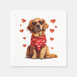 Servilleta De Papel Perro día de San Valentín Golden Retriever