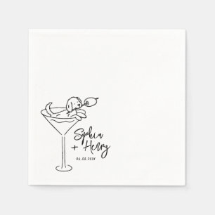 Servilleta De Papel Perro dibujado a mano y Boda musical Martini