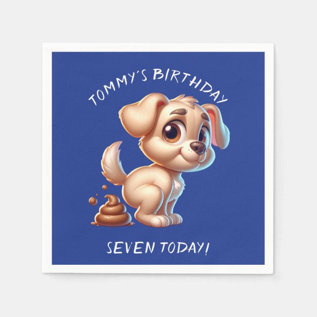 Servilleta De Papel Perro divertido con cachorro personalizado (Anverso)