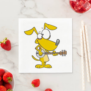 Servilleta De Papel Perro Divertido Tocando Música de Banjo