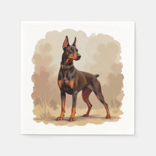 Servilleta De Papel Perro Doberman Pinscher Marrón Óxido Rojo