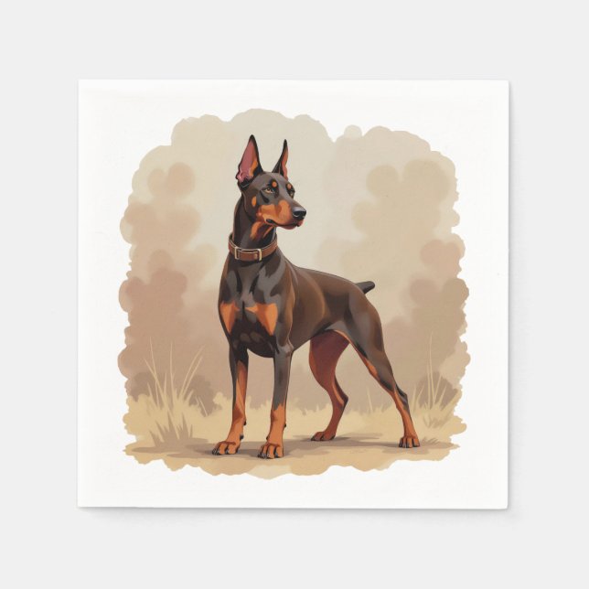 Servilleta De Papel Perro Doberman Pinscher Marrón Óxido Rojo (Anverso)