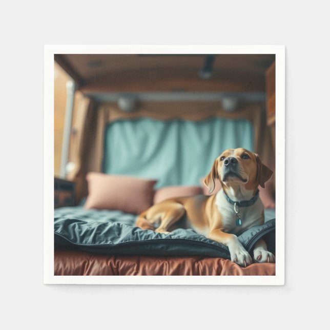 Servilleta De Papel Perro en cama (Anverso)