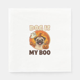 Servilleta De Papel Perro Es Boo Pug Halloween Fantasma Calabaza