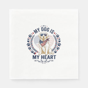 Servilleta De Papel Perro Es Corazón Bandera Americana Gafas de sol_1