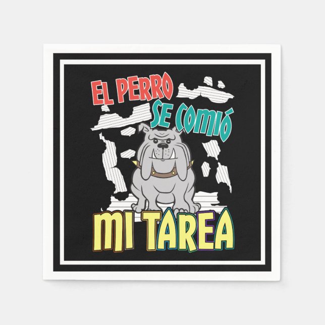 Servilleta De Papel Perro Español Se Comió Mi Tarea - Perro Tarea (Anverso)