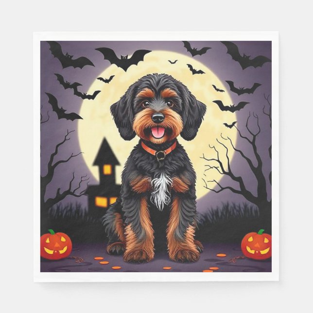 Servilleta De Papel Perro Feliz con Tema de Halloween (Anverso)