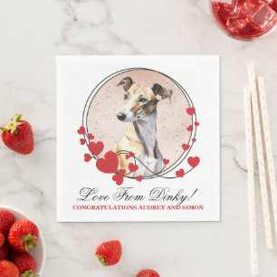 Servilleta De Papel Perro Galgo Corazón Rojo Corona Boda