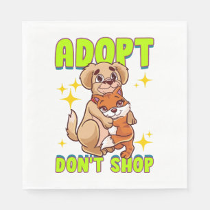 Servilleta De Papel Perro gato lindo Adopta No Comprar