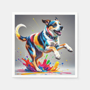 Servilleta De Papel Perro gigante colorido feliz juguetón divertido,