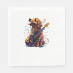 Servilleta De Papel Perro Golden Retriever Jugando Rock de guitarra el