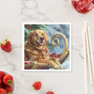 Servilleta De Papel Perro Golden Retriever Navidad Festiva