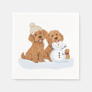 Servilleta De Papel Perro Goldendoodle de Navidad de invierno hombre d