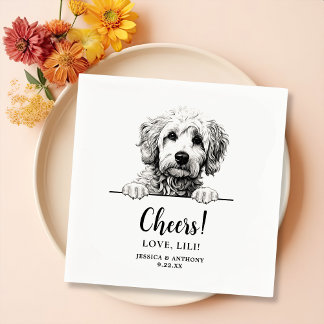 Servilleta De Papel Perro Goldendoodle dibujando vítores personalizado