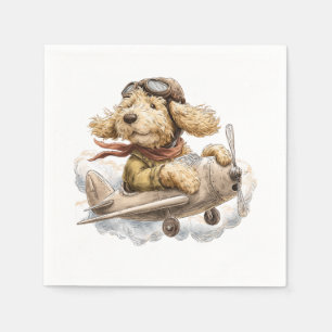 Servilleta De Papel Perro Goldendoodle Piloto Avión