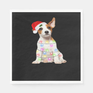 Servilleta De Papel perro Jack Russell Santa Luces del árbol de Navida